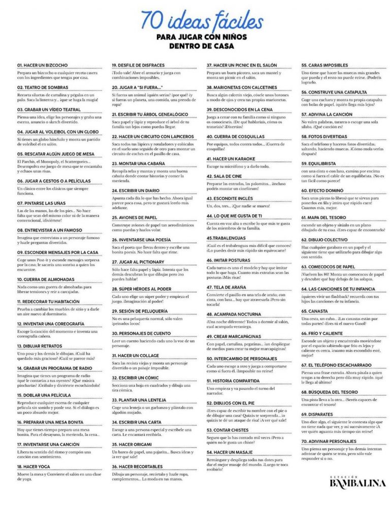 70 Ideas de xogos en familia na casa